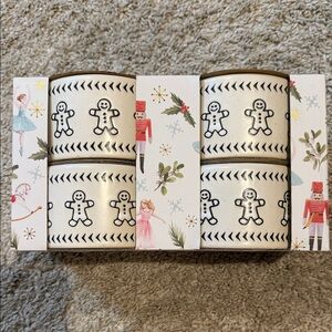 Gingerbread Pattern Adhesive Ribbon Tape - White and Black